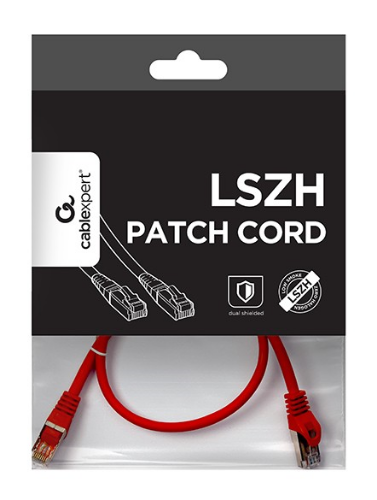 Picture of Gembird S/FTP Cat. 6A LSZH patch cord red, 0.5 m PP6A-LSZHCU-R-0.5M