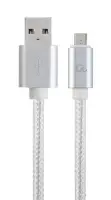 Picture of Gembird Cotton braided Micro-USB with metal connectors 1.8m silver CCB-mUSB2B-AMBM-6-S