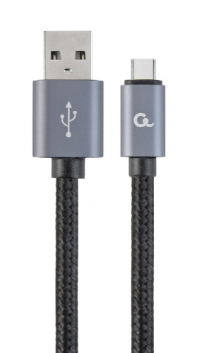 Picture of Gembird Cotton braided Type-C USB Cable  with metal connectors 1.8m black CCB-m CCB-mUSB2B-AMCM-6