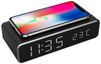 Picture of Gembird digital alarm clock with wireless charging Black DAC-WPC-01