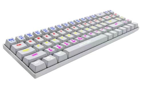 Picture of Cortek ALPHAW RGB Backlit Mechanical Gaming Mini Keyboard Wireless (Charging) White with Blue Switches