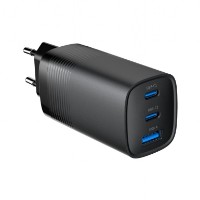 Picture of Gembird 3-port 65 W GaN USB PowerDelivery fast charger, Black TA-UC-PDQC65-01-BK