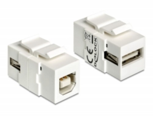 Picture of Delock 86320 Keystone USB 2.0 A female > USB 2.0 B female white