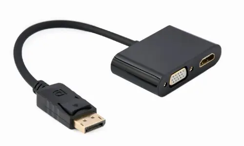 Picture of Gembird Display Port male to HDMI female + VGA female adapter cable black A-DPM-HDMIFVGAF-01