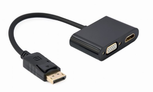 Picture of Gembird Display Port male to HDMI female + VGA female adapter cable black