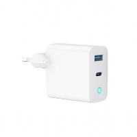 Picture of Gembird 2-port 65W GaN USB fast charger, LED White TA-UC-PDQC65L-W-01