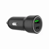 Picture of Gembird 2-port USB car fast charger, Type-C PD, 20 W, black CAR-01