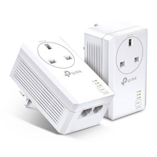 Picture of TP-Link TL-PA7027P KIT(UK) AV1000 2-Port Gigabit Passthrough Powerline Starter Kit