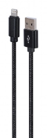 Picture of Gembird Cotton braided 8-pin cable with metal connectors 1.8m black CCDB-mUSB2B-AMLM-6