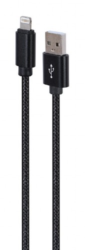 Picture of Gembird Cotton braided 8-pin cable with metal connectors 1.8m black CCDB-mUSB2B-AMLM-6