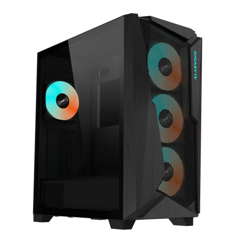 Picture of Gigabyte C301G V2 Mid Tower Tempered Glass +4x120mm ARGB Fans ATX Case Black