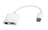 Picture of Gembird USB Type-C Plug to 3.5mm Stereo Audio Adapter Cable with extra power socket white A-CM-3.5FP-01