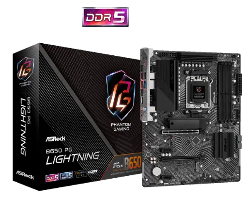 Picture of ASRock B650 PG Lightning AMD AM5 / B650 / 4×DDR5  motherboard