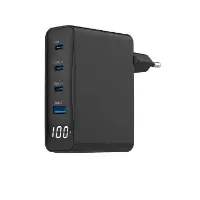 Picture of Gembird Charger Adapter  100W 4PORT GAN USB Fast  Charger,LCD,Black, TA-UC-PDQC100LCD-01-BK