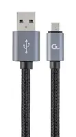 Picture of Gembird Cotton braided Micro-USB cable with metal connectors 1.8m black blister CCB-mUSB2B-AMBM-6