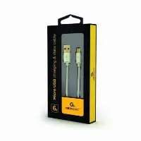 Picture of Gembird Cotton braided Micro-USB cable with metal connectors 1.8m black blister CCB-mUSB2B-AMBM-6