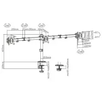 Picture of Gembird Adjustable desk 3-display mounting arm (rotate, tilt, swivel) 17”-27”, up to 7 kg MA-D3-01