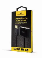 Picture of Gembird Display Port male to HDMI female + VGA female adapter cable black A-DPM-HDMIFVGAF-01