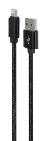 Picture of Gembird Cotton braided 8-pin cable with metal connectors 1.8m black CCDB-mUSB2B-AMLM-6