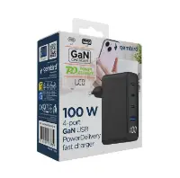 Picture of Gembird Charger Adapter  100W 4PORT GAN USB Fast  Charger,LCD,Black, TA-UC-PDQC100LCD-01-BK
