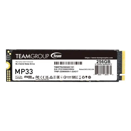 Picture of TeamGroup MP33 256GB M.2 NVMe (TM8FP6256G0C101) SSD