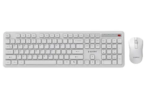 Picture of Gembird  Slim Pro Business wireless desktop set  white,US Layout  KBS-WPS-01-W