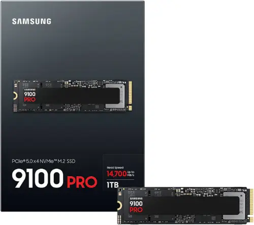 Picture of Samsung 9100 PRO Heatsink Internal SSD, 1TB,  M.2 2280, PCIe 5.0 x4 NVMe 2.0 MZ-VAP1T0CW