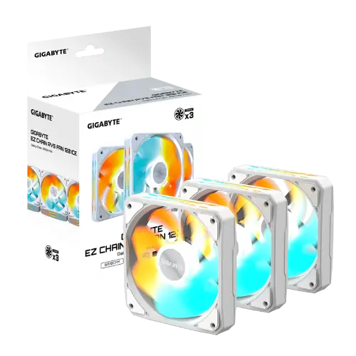 Picture of Gigabyte EZ Chain RVS Fan 120 ICE ARGB 3x120mm White EZRVSFAN1203